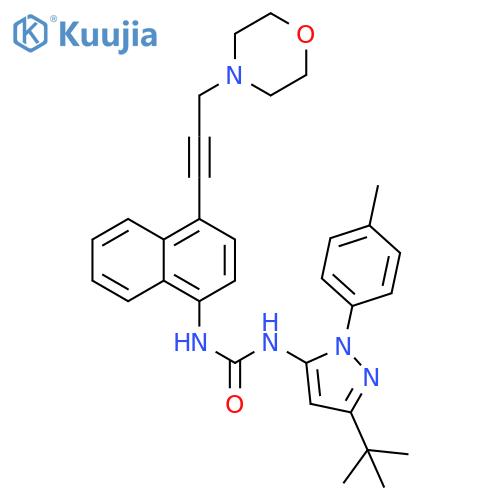 Urea,N-[3-(1,1-dimethylethyl)-1-(4-methylphenyl)-1H-pyrazol-5-yl]-N'-[4-[3-(4-morpholinyl)-1-propynyl]-1-naphthalenyl]- structure