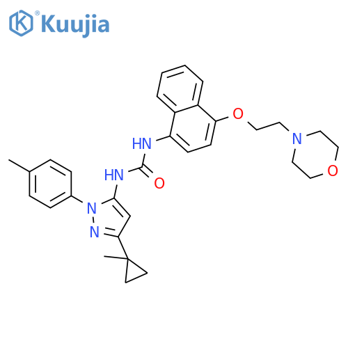 Urea,N-[3-(1-methylcyclopropyl)-1-(4-methylphenyl)-1H-pyrazol-5-yl]-N'-[4-[2-(4-morpholinyl)ethoxy]-1-naphthalenyl]- structure