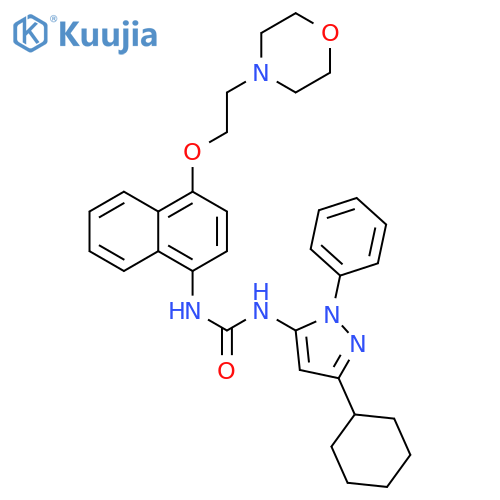 Urea,N-(3-cyclohexyl-1-phenyl-1H-pyrazol-5-yl)-N'-[4-[2-(4-morpholinyl)ethoxy]-1-naphthalenyl]- structure