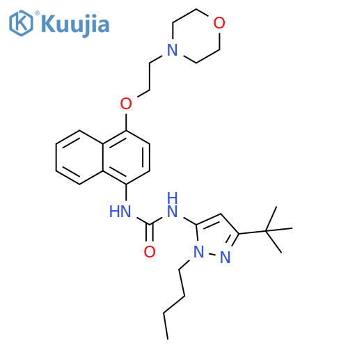 Urea,N-[1-butyl-3-(1,1-dimethylethyl)-1H-pyrazol-5-yl]-N'-[4-[2-(4-morpholinyl)ethoxy]-1-naphthalenyl]- structure