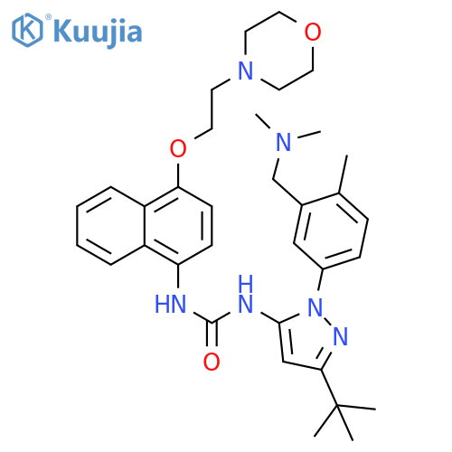 Urea,N-[1-[3-[(dimethylamino)methyl]-4-methylphenyl]-3-(1,1-dimethylethyl)-1H-pyrazol-5-yl]-N'-[4-[2-(4-morpholinyl)ethoxy]-1-naphthalenyl]- structure