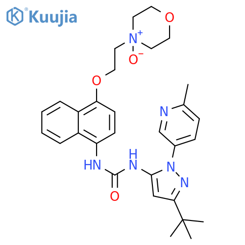 Urea,N-[3-(1,1-dimethylethyl)-1-(6-methyl-3-pyridinyl)-1H-pyrazol-5-yl]-N'-[4-[2-(4-oxido-4-morpholinyl)ethoxy]-1-naphthalenyl]- structure