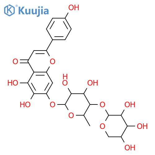 4H-1-Benzopyran-4-one,7-[(6-deoxy-4-O-b-D-xylopyranosyl-a-L-mannopyranosyl)oxy]-5,6-dihydroxy-2-(4-hydroxyphenyl)- structure