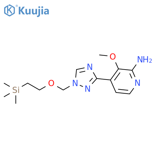 2-Pyridinamine, 3-methoxy-4-[1-[[2-(trimethylsilyl)ethoxy]methyl]-1H-1,2,4-triazol-3-yl]- structure