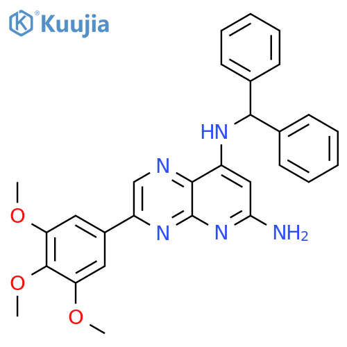 Pyrido[2,3-b]pyrazine-6,8-diamine,N8-(diphenylmethyl)-3-(3,4,5-trimethoxyphenyl)- structure