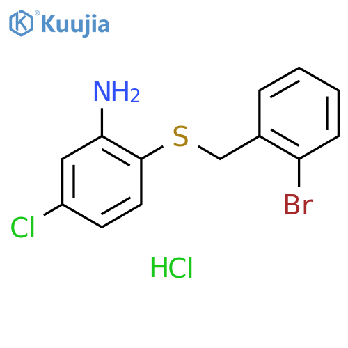 Benzenamine, 2-[[(2-bromophenyl)methyl]thio]-5-chloro-, hydrochloride structure