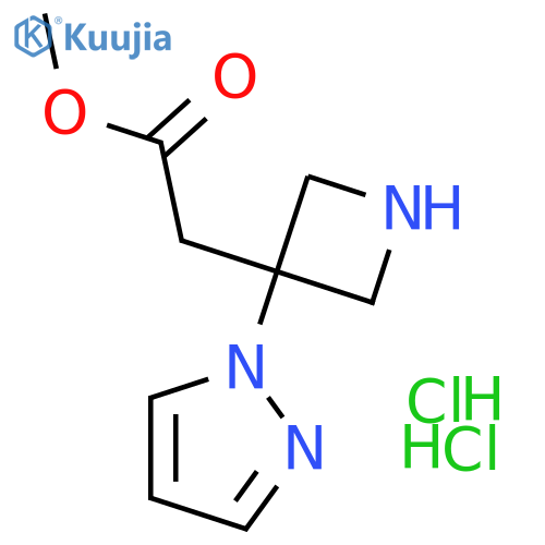3-Azetidineacetic acid, 3-(1H-pyrazol-1-yl)-, methyl ester, hydrochloride (1:2) structure