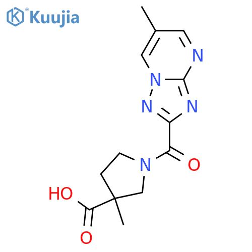 3-Pyrrolidinecarboxylic acid, 3-methyl-1-[(6-methyl[1,2,4]triazolo[1,5-a]pyrimidin-2-yl)carbonyl]-  structure