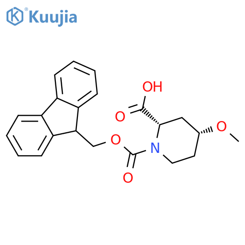 (2S,4R)-1-(9H-fluoren-9-ylmethoxycarbonyl)-4-methoxypiperidine-2-carboxylic acid structure