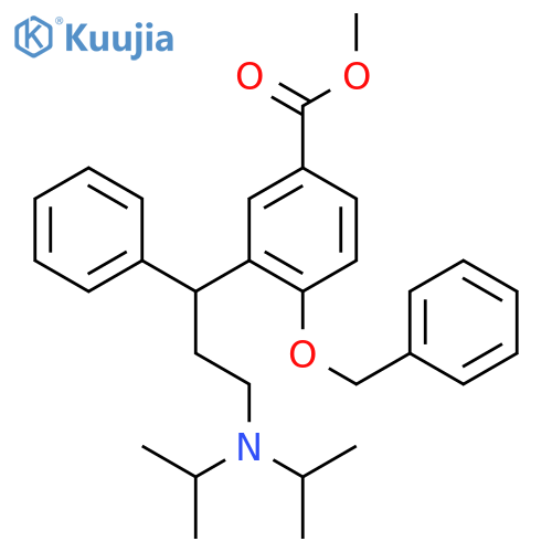 Benzoic acid,3-[3-[bis(1-methylethyl)amino]-1-phenylpropyl]-4-(phenylmethoxy)-,methyl ester structure