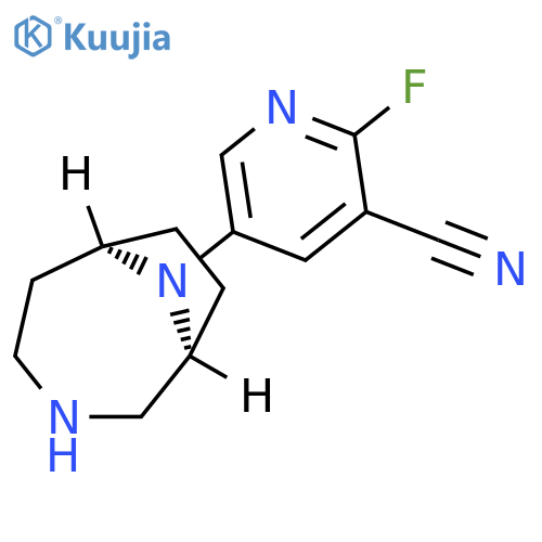 3-Pyridinecarbonitrile,5-(1S,6R)-3,9-diazabicyclo[4.2.1]non-9-yl-2-fluoro- structure