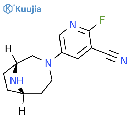 3-Pyridinecarbonitrile,5-(1R,6S)-3,9-diazabicyclo[4.2.1]non-3-yl-2-fluoro- structure