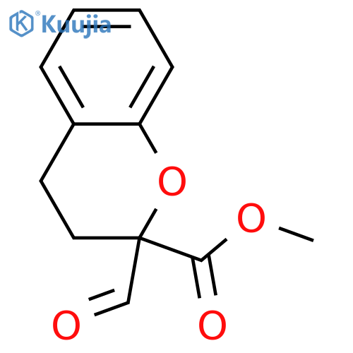 2H-1-Benzopyran-2-carboxylic acid, 2-formyl-3,4-dihydro-, methyl ester structure