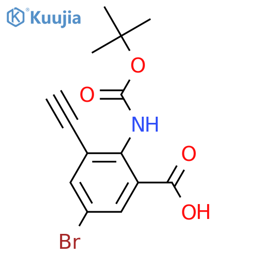 Benzoic acid, 5-bromo-2-[[(1,1-dimethylethoxy)carbonyl]amino]-3-ethynyl-  structure