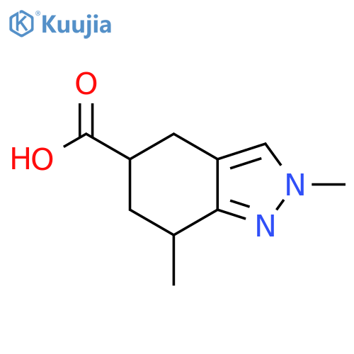 2,7-dimethyl-4,5,6,7-tetrahydro-2H-indazole-5-carboxylic acid structure