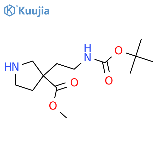 3-Pyrrolidinecarboxylic acid, 3-[2-[[(1,1-dimethylethoxy)carbonyl]amino]ethyl]-, methyl ester  structure
