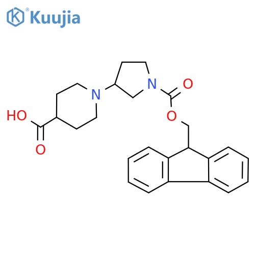 1-(1-{(9H-fluoren-9-yl)methoxycarbonyl}pyrrolidin-3-yl)piperidine-4-carboxylic acid structure