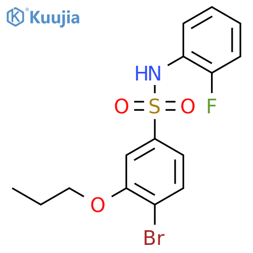 4-bromo-N-(2-fluorophenyl)-3-propoxybenzene-1-sulfonamide structure