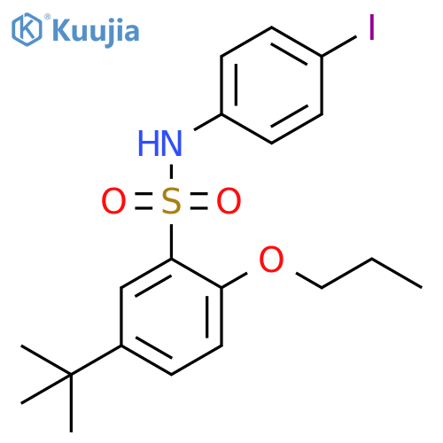 5-tert-butyl-N-(4-iodophenyl)-2-propoxybenzene-1-sulfonamide structure