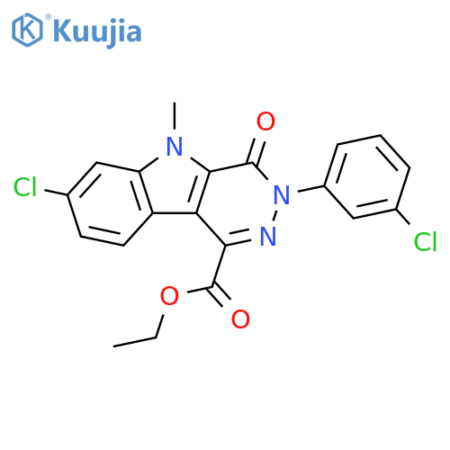 3H-Pyridazino[4,5-b]indole-1-carboxylic acid,7-chloro-3-(3-chlorophenyl)-4,5-dihydro-5-methyl-4-oxo-, ethyl ester structure