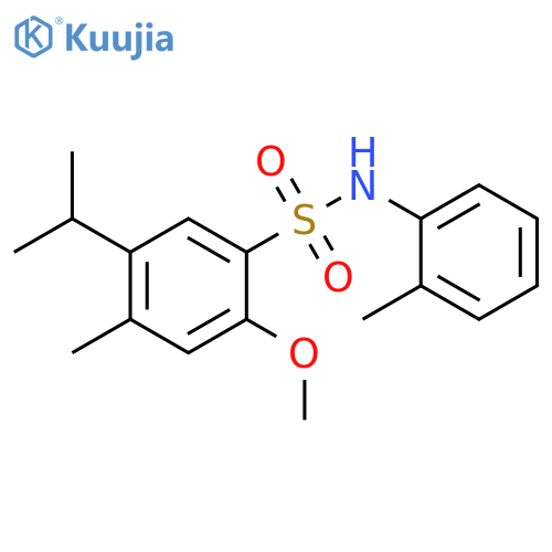 2-methoxy-4-methyl-N-(2-methylphenyl)-5-(propan-2-yl)benzene-1-sulfonamide structure
