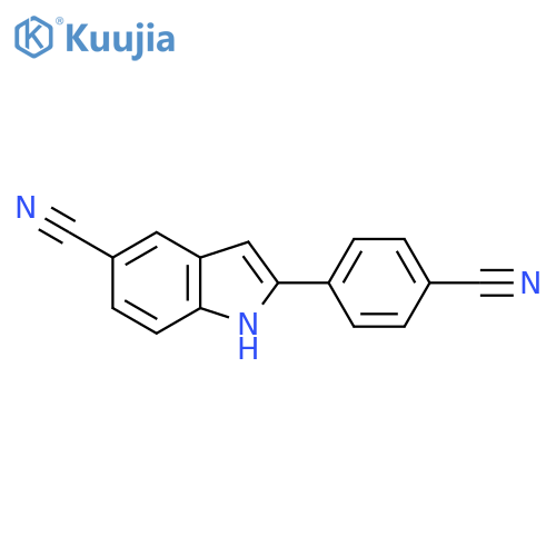 1H-Indole-5-carbonitrile, 2-(4-cyanophenyl)- structure