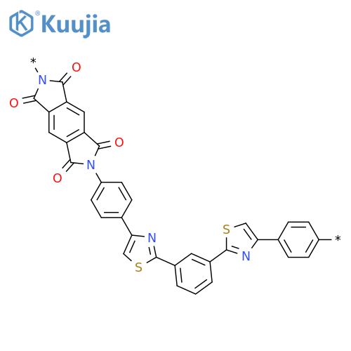 Poly[(5,7-dihydro-1,3,5,7-tetraoxobenzo[1,2-c:4,5-c']dipyrrole-2,6(1H,3H)-diyl)-1,4-phenylene-4,2-thiazolediyl-1,3-phenylene-2,4-thiazolediyl-1,4-phenylene] structure