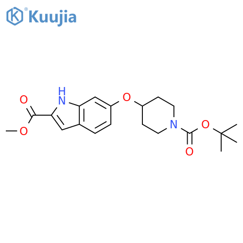 1H-Indole-2-carboxylic acid,6-[[1-[(1,1-dimethylethoxy)carbonyl]-4-piperidinyl]oxy]-, methyl ester structure