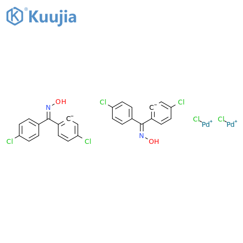 Di-μ-chlorobis[5-chloro-2-[(4-chlorophenyl)(hydroxyimino-κN)methyl]phenyl-κC]palladium dimer structure
