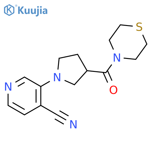3-[3-(thiomorpholine-4-carbonyl)pyrrolidin-1-yl]pyridine-4-carbonitrile structure