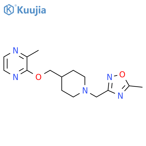 2-methyl-3-({1-[(5-methyl-1,2,4-oxadiazol-3-yl)methyl]piperidin-4-yl}methoxy)pyrazine structure
