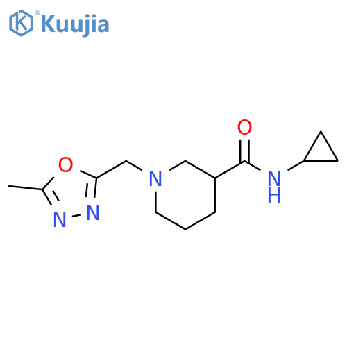 N-cyclopropyl-1-[(5-methyl-1,3,4-oxadiazol-2-yl)methyl]piperidine-3-carboxamide structure