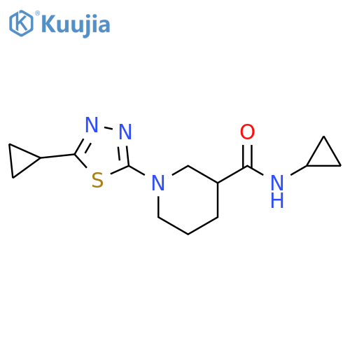 N-cyclopropyl-1-(5-cyclopropyl-1,3,4-thiadiazol-2-yl)piperidine-3-carboxamide structure