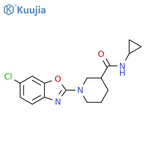 1-(6-chloro-1,3-benzoxazol-2-yl)-N-cyclopropylpiperidine-3-carboxamide structure