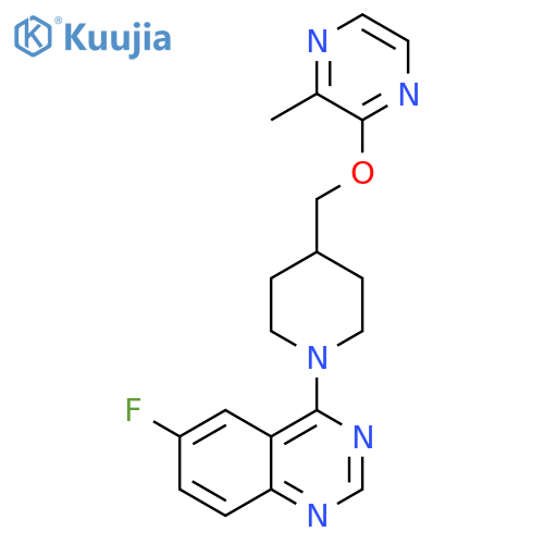 6-fluoro-4-(4-{[(3-methylpyrazin-2-yl)oxy]methyl}piperidin-1-yl)quinazoline structure