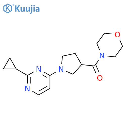 4-[1-(2-cyclopropylpyrimidin-4-yl)pyrrolidine-3-carbonyl]morpholine structure