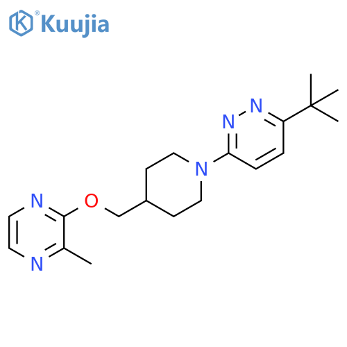 3-tert-butyl-6-(4-{[(3-methylpyrazin-2-yl)oxy]methyl}piperidin-1-yl)pyridazine structure