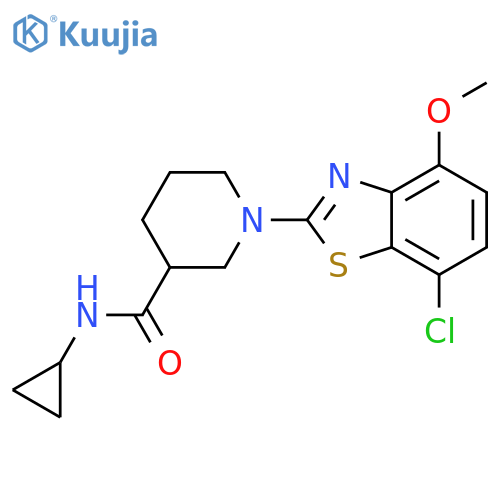 1-(7-chloro-4-methoxy-1,3-benzothiazol-2-yl)-N-cyclopropylpiperidine-3-carboxamide structure