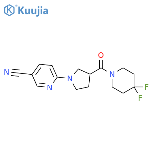 6-[3-(4,4-difluoropiperidine-1-carbonyl)pyrrolidin-1-yl]pyridine-3-carbonitrile structure