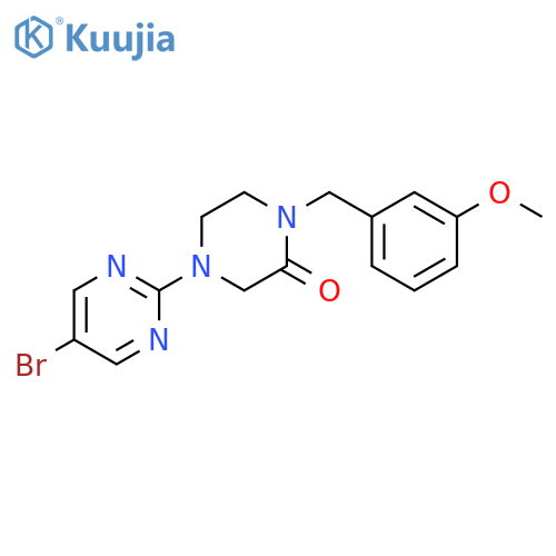 4-(5-bromopyrimidin-2-yl)-1-[(3-methoxyphenyl)methyl]piperazin-2-one structure