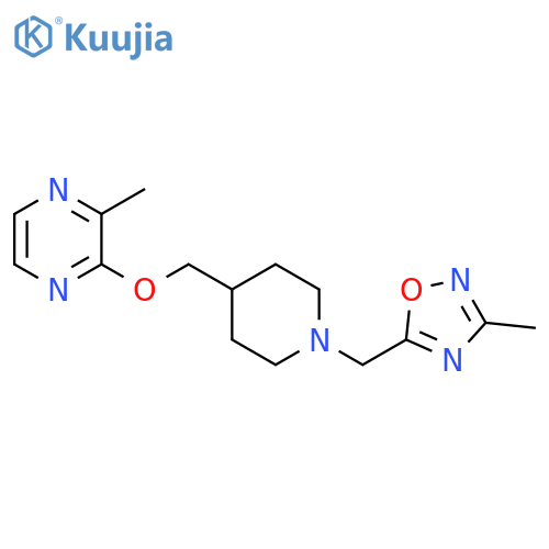 2-methyl-3-({1-[(3-methyl-1,2,4-oxadiazol-5-yl)methyl]piperidin-4-yl}methoxy)pyrazine structure