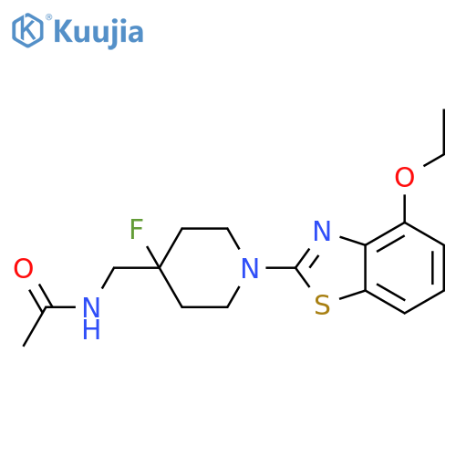 N-{[1-(4-ethoxy-1,3-benzothiazol-2-yl)-4-fluoropiperidin-4-yl]methyl}acetamide structure