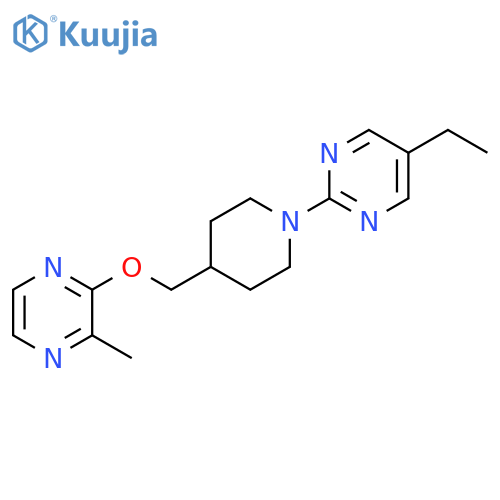 5-ethyl-2-(4-{[(3-methylpyrazin-2-yl)oxy]methyl}piperidin-1-yl)pyrimidine structure