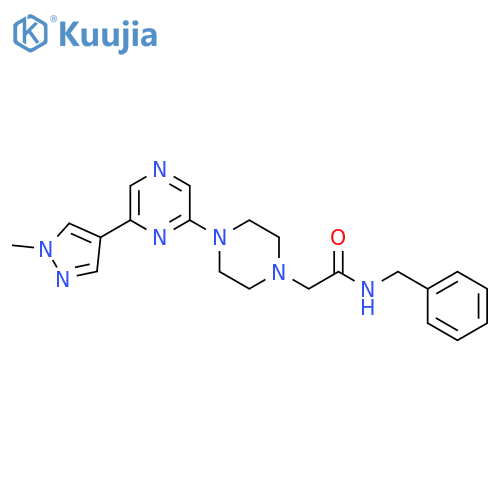 N-benzyl-2-{4-[6-(1-methyl-1H-pyrazol-4-yl)pyrazin-2-yl]piperazin-1-yl}acetamide structure