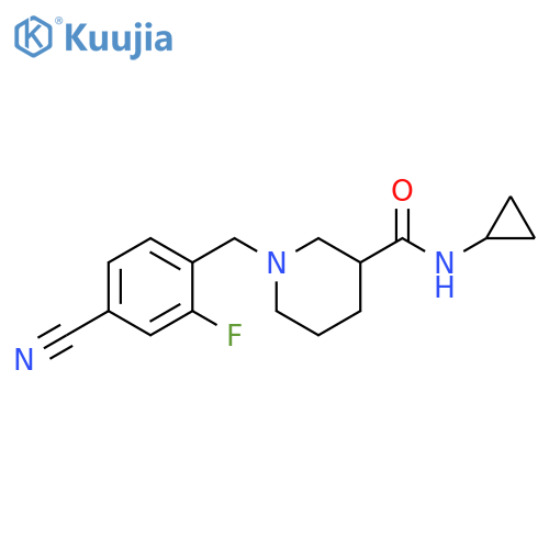 1-(4-cyano-2-fluorophenyl)methyl-N-cyclopropylpiperidine-3-carboxamide structure