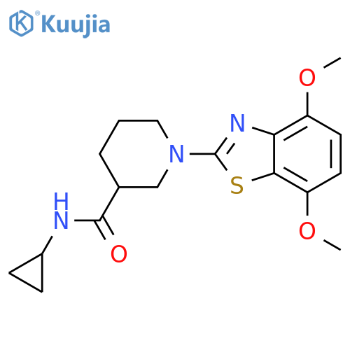 N-cyclopropyl-1-(4,7-dimethoxy-1,3-benzothiazol-2-yl)piperidine-3-carboxamide structure