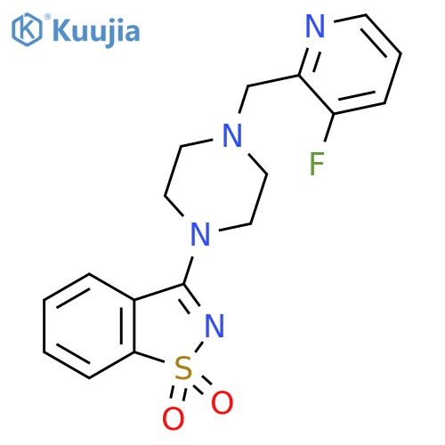 3-{4-(3-fluoropyridin-2-yl)methylpiperazin-1-yl}-1,2-benzothiazole-1,1-dione structure