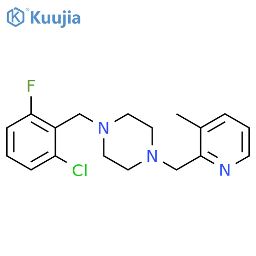 1-[(2-chloro-6-fluorophenyl)methyl]-4-[(3-methylpyridin-2-yl)methyl]piperazine structure
