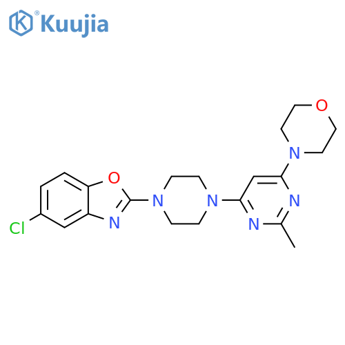5-chloro-2-{4-2-methyl-6-(morpholin-4-yl)pyrimidin-4-ylpiperazin-1-yl}-1,3-benzoxazole structure