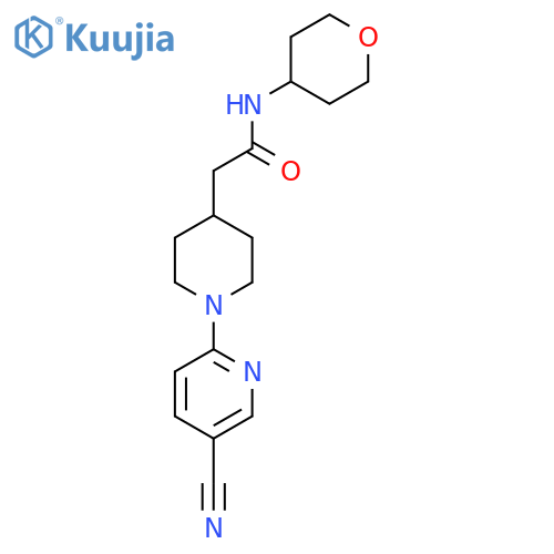 2-[1-(5-cyanopyridin-2-yl)piperidin-4-yl]-N-(oxan-4-yl)acetamide structure